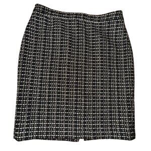 Ann Taylor Size 12 Black & White Tweed Pencil Skirt Preppy‎ Classic Office Work